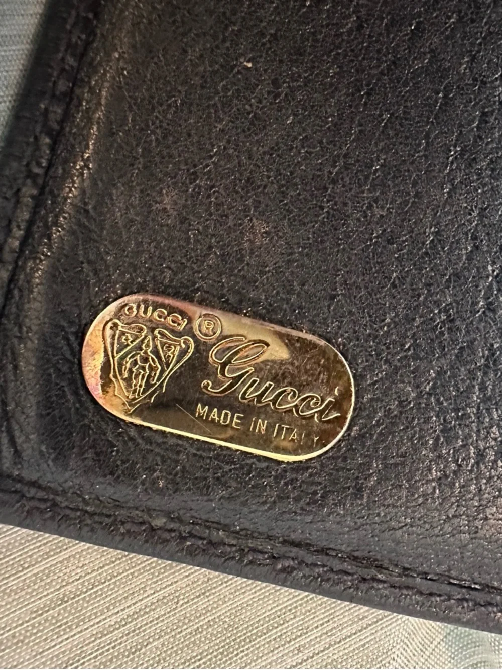 Vintage Gucci Wallet Coated Canvas Navy Blue Classic GG Card slots kiss lock - Picture 10 of 16